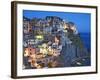 Dusk Falls on a Hillside Town Overlooking the Mediterranean Sea, Manarola, Cinque Terre, Italy-Dennis Flaherty-Framed Photographic Print