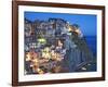 Dusk Falls on a Hillside Town Overlooking the Mediterranean Sea, Manarola, Cinque Terre, Italy-Dennis Flaherty-Framed Photographic Print