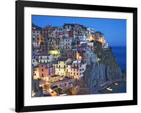 Dusk Falls on a Hillside Town Overlooking the Mediterranean Sea, Manarola, Cinque Terre, Italy-Dennis Flaherty-Framed Photographic Print