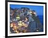 Dusk Falls on a Hillside Town Overlooking the Mediterranean Sea, Manarola, Cinque Terre, Italy-Dennis Flaherty-Framed Photographic Print