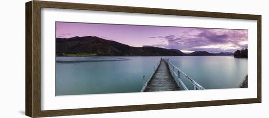 Dusk Falls over Wharf in Idyllic Kenepuru Sound, Marlborough Sounds, South Island, New Zealand-Doug Pearson-Framed Photographic Print