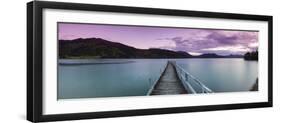 Dusk Falls over Wharf in Idyllic Kenepuru Sound, Marlborough Sounds, South Island, New Zealand-Doug Pearson-Framed Photographic Print