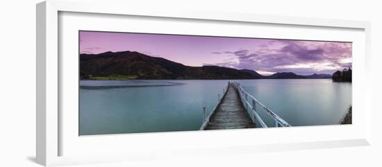 Dusk Falls over Wharf in Idyllic Kenepuru Sound, Marlborough Sounds, South Island, New Zealand-Doug Pearson-Framed Photographic Print