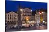 Dusk, Grand Place, Lille, French Flanders, France-Walter Bibikow-Stretched Canvas