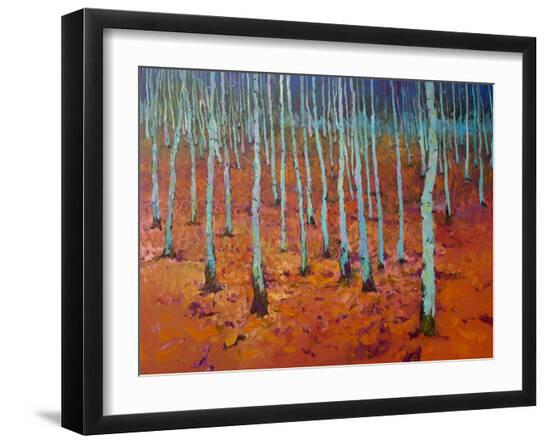 Dusk In The Forest Birches-Suren Nersisyan-Framed Art Print