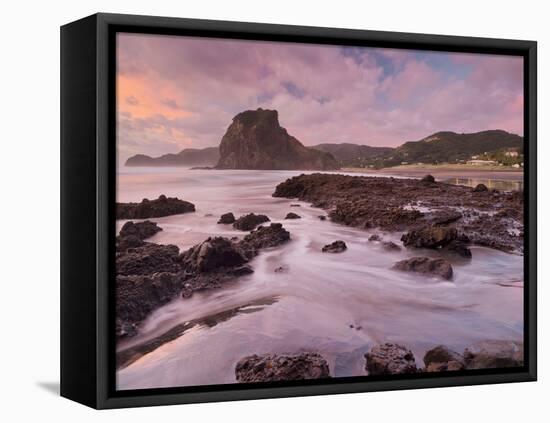Dusk in the Lion Rock, Piha, Auckland, North Island, New Zealand-Rainer Mirau-Framed Stretched Canvas