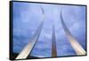 Dusk light behind three soaring spires of Air Force Memorial at One Air Force Memorial Drive, Ar...-null-Framed Stretched Canvas