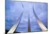 Dusk light behind three soaring spires of Air Force Memorial at One Air Force Memorial Drive, Ar...-null-Mounted Photographic Print