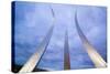 Dusk light behind three soaring spires of Air Force Memorial at One Air Force Memorial Drive, Ar...-null-Stretched Canvas