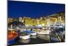 Dusk light on harbour and fishing village of Camogli, Gulf of Paradise, Portofino Nat'l Park, Italy-Roberto Moiola-Mounted Photographic Print