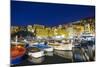 Dusk light on harbour and fishing village of Camogli, Gulf of Paradise, Portofino Nat'l Park, Italy-Roberto Moiola-Mounted Photographic Print