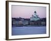 Dusk Light on Lutheran Christian Cathedral in Winter Snow, Across the Frozen Baltic Sea, Finland-Gavin Hellier-Framed Photographic Print