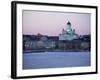 Dusk Light on Lutheran Christian Cathedral in Winter Snow, Across the Frozen Baltic Sea, Finland-Gavin Hellier-Framed Photographic Print