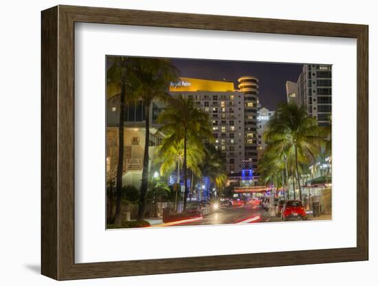 Dusk Light on Ocean Drive in South Beach in Miami Beach, Florida, USA-Chuck Haney-Framed Photographic Print