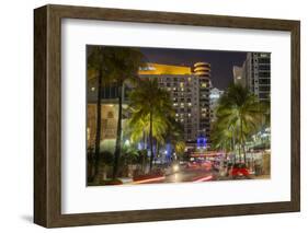 Dusk Light on Ocean Drive in South Beach in Miami Beach, Florida, USA-Chuck Haney-Framed Photographic Print