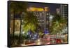 Dusk Light on Ocean Drive in South Beach in Miami Beach, Florida, USA-Chuck Haney-Framed Stretched Canvas