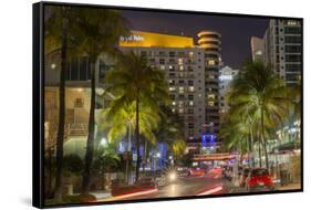 Dusk Light on Ocean Drive in South Beach in Miami Beach, Florida, USA-Chuck Haney-Framed Stretched Canvas