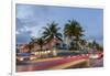 Dusk Light on Ocean Drive in South Beach in Miami Beach, Florida, USA-Chuck Haney-Framed Premium Photographic Print