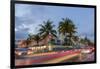 Dusk Light on Ocean Drive in South Beach in Miami Beach, Florida, USA-Chuck Haney-Framed Premium Photographic Print