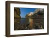 Dusk lights on the clear sea framed by the old town perched on the rocks, Polignano a Mare, Provinc-Roberto Moiola-Framed Photographic Print