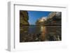 Dusk lights on the clear sea framed by the old town perched on the rocks, Polignano a Mare, Provinc-Roberto Moiola-Framed Photographic Print