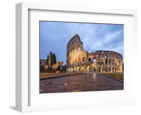 Dusk lights on the Colosseum (Flavian Amphitheatre), UNESCO World Heritage Site, Rome, Lazio, Italy-Roberto Moiola-Framed Photographic Print