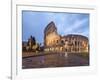 Dusk lights on the Colosseum (Flavian Amphitheatre), UNESCO World Heritage Site, Rome, Lazio, Italy-Roberto Moiola-Framed Photographic Print