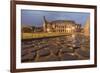 Dusk lights on the Colosseum, the old Flavian Amphitheatre, and symbol of the city, UNESCO World He-Roberto Moiola-Framed Photographic Print