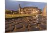 Dusk lights on the Colosseum, the old Flavian Amphitheatre, and symbol of the city, UNESCO World He-Roberto Moiola-Mounted Photographic Print