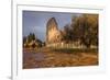 Dusk lights on the Colosseum, the old Flavian Amphitheatre, and symbol of the city, UNESCO World He-Roberto Moiola-Framed Photographic Print