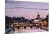 Dusk Lights on Tiber River with Bridge Umberto I and Basilica Di San Pietro in the Background, Rome-Roberto Moiola-Mounted Photographic Print