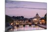 Dusk Lights on Tiber River with Bridge Umberto I and Basilica Di San Pietro in the Background, Rome-Roberto Moiola-Mounted Photographic Print