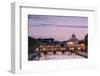 Dusk Lights on Tiber River with Bridge Umberto I and Basilica Di San Pietro in the Background, Rome-Roberto Moiola-Framed Photographic Print