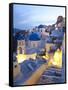 Dusk, Oia, Santorini, Cyclades Islands, Greece-Peter Adams-Framed Stretched Canvas