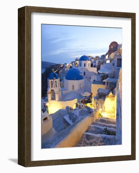 Dusk, Oia, Santorini, Cyclades Islands, Greece-Peter Adams-Framed Photographic Print