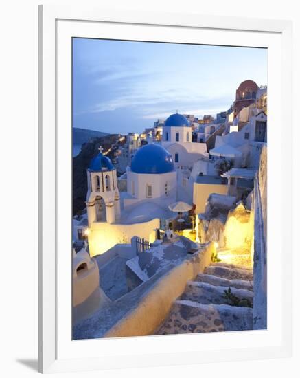 Dusk, Oia, Santorini, Cyclades Islands, Greece-Peter Adams-Framed Photographic Print