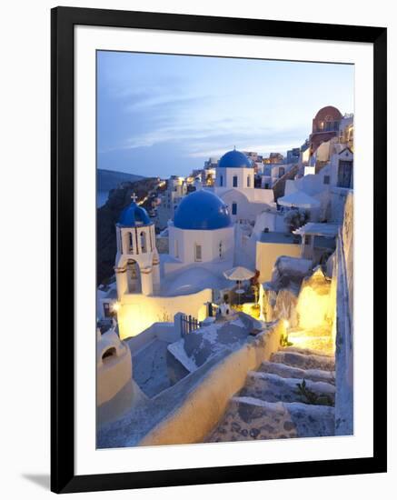 Dusk, Oia, Santorini, Cyclades Islands, Greece-Peter Adams-Framed Photographic Print