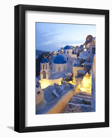 Dusk, Oia, Santorini, Cyclades Islands, Greece-Peter Adams-Framed Photographic Print