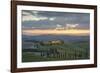 Dusk on green hills surrounded by cypresses and farm houses, Crete Senesi (Senese Clays), province -Roberto Moiola-Framed Photographic Print