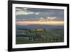 Dusk on green hills surrounded by cypresses and farm houses, Crete Senesi (Senese Clays), province -Roberto Moiola-Framed Photographic Print