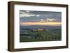Dusk on green hills surrounded by cypresses and farm houses, Crete Senesi (Senese Clays), province -Roberto Moiola-Framed Photographic Print