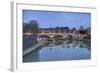 Dusk on Tiber River with Umberto I Bridge and Basilica Di San Pietro in Vatican in Background-Roberto Moiola-Framed Photographic Print