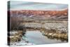 Dusk over Canadian River and Medicine Bow Mountains in North Park near Walden, Colorado, Late Fall-PixelsAway-Stretched Canvas