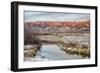 Dusk over Canadian River and Medicine Bow Mountains in North Park near Walden, Colorado, Late Fall-PixelsAway-Framed Photographic Print