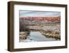 Dusk over Canadian River and Medicine Bow Mountains in North Park near Walden, Colorado, Late Fall-PixelsAway-Framed Photographic Print