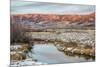 Dusk over Canadian River and Medicine Bow Mountains in North Park near Walden, Colorado, Late Fall-PixelsAway-Mounted Photographic Print