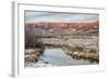 Dusk over Canadian River and Medicine Bow Mountains in North Park near Walden, Colorado, Late Fall-PixelsAway-Framed Photographic Print