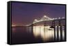 Dusk over Newport Bridge-Michael Blanchette Photography-Framed Stretched Canvas