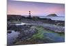 Dusk over Penmon Point Lighthouse and Puffin Island, Isle of Anglesey, Wales, UK. Spring-Adam Burton-Mounted Photographic Print