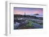 Dusk over Penmon Point Lighthouse and Puffin Island, Isle of Anglesey, Wales, UK. Spring-Adam Burton-Framed Photographic Print